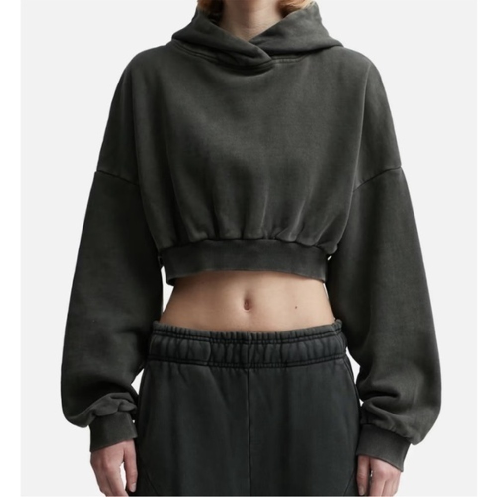 Entire Studios cropped heavy hood size xs soot faded black